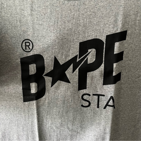 BATHING APE sz L Gray Tee BAPESTA Tshirt Short Sleeve BAPE Japan - Picture 2 of 9